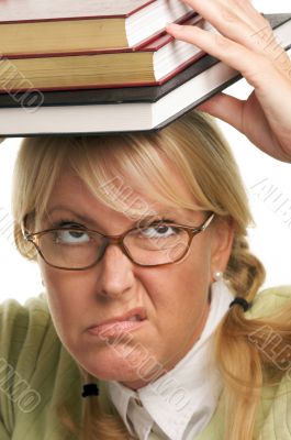 Attractive Woman with Her Books