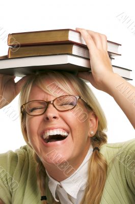 Attractive Woman with Her Books