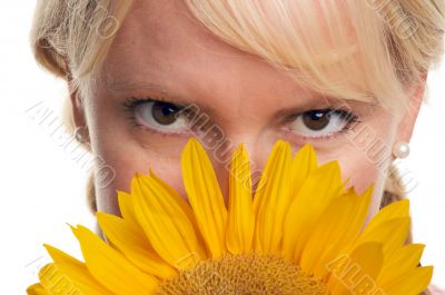 Attractive Blond and Sunflower
