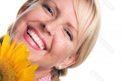 Attractive Blond and Sunflower