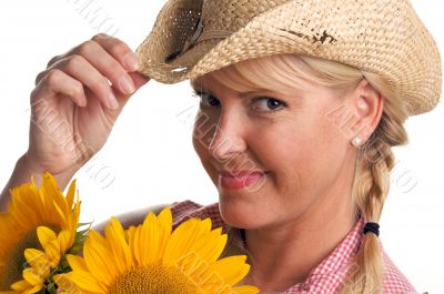 Attractive Blond and Sunflower