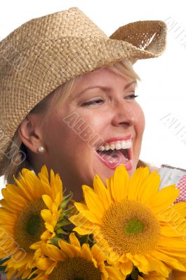 Attractive Blond and Sunflower