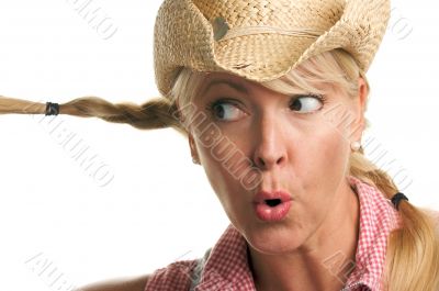 Attractive Blond with Cowboy Hat