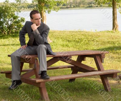 Young Businessman Thinking