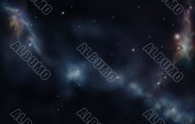 Digital created starfield with cosmic Nebula