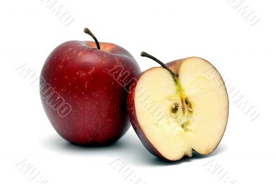 Two red ripe apples