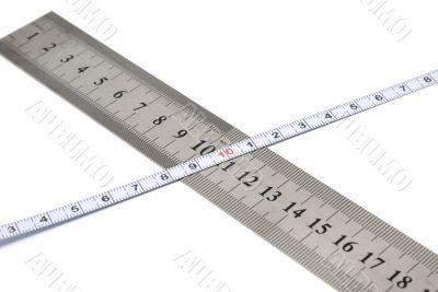 White metal ruler and measuring tape