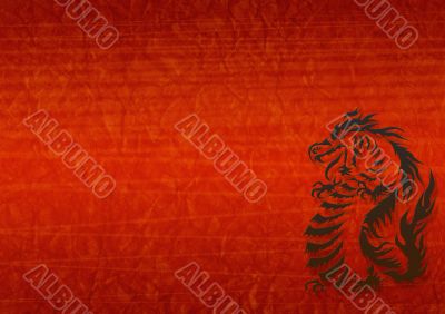 Abstract grunge background with a dragon