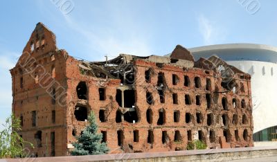 Museum - panorama `Stalingrad fight` - `The destroyed mill`. Volgograd. Russia.