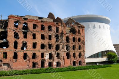 Museum - panorama `Stalingrad fight` - `The destroyed mill`. Volgograd. Russia.