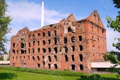 Museum - panorama `Stalingrad fight` - `The destroyed mill`. Volgograd. Russia.