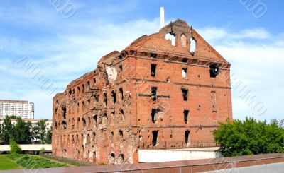 Museum - panorama Stalingrad fight - The destroyed mill. Volgograd. Russia.