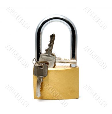 Padlock on a white background