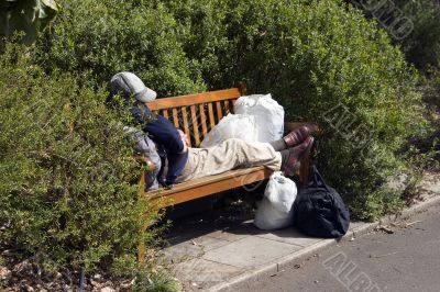 Destitute on a Park Bench