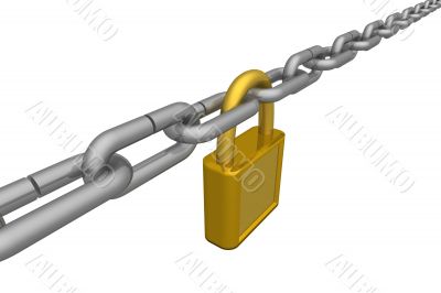 Metal chain on a white background. 3D image.