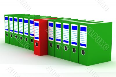 Row of accounting folders on a white background. 3D image.