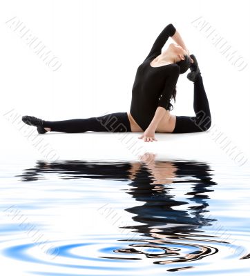 fitness instructor in black leotard