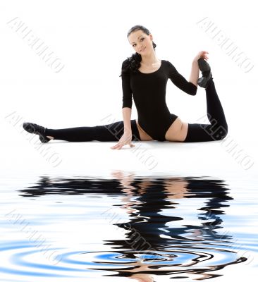 fitness instructor in black leotard