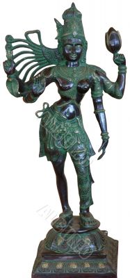 isolated vintage bronze Buddhist statuette