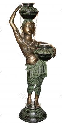 isolated vintage bronze Buddhist statuette