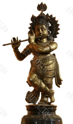 isolated vintage bronze Buddhist statuette