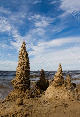 Sand castle at the beach Sand castle at the beach