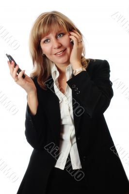 women simultaneously talking on two phones