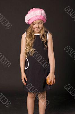 sly little girl with apple sly little girl with apple