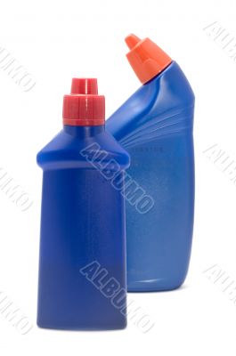 Blue plastic bottle macro