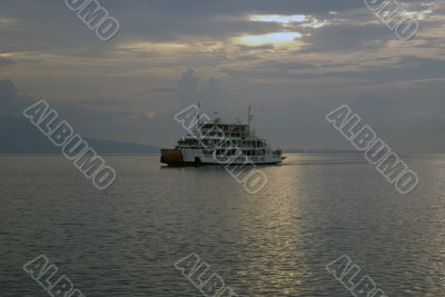 Sunset and ferry