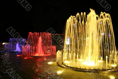 Fountain at night in the city