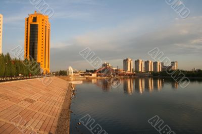 Beautiful sunrise in Astana city