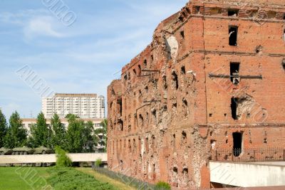 Museum - panorama Stalingrad fight - The destroyed mill. Volgograd. Russia.