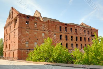 Museum - panorama Stalingrad fight - The destroyed mill. Volgograd. Russia.