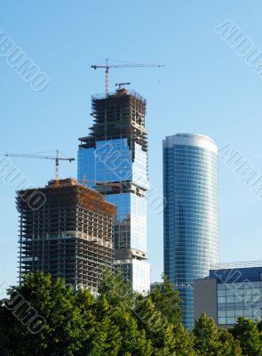 Construction of skyscrapers.