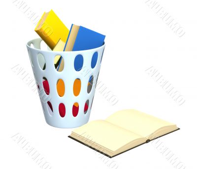 Books in a garbage basket Books in a garbage basket