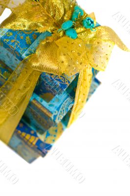 pyramid of blue gift boxes