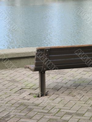 park bench by the water