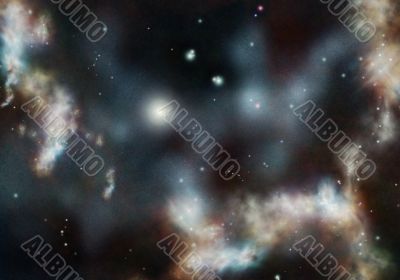 Digital created starfield with cosmic Nebula