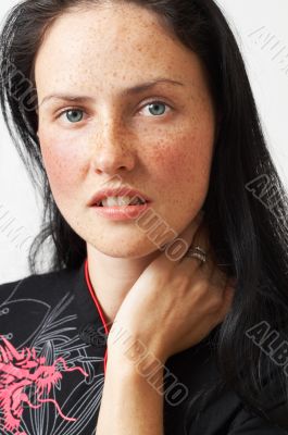 Portrait of beautiful brunette woman