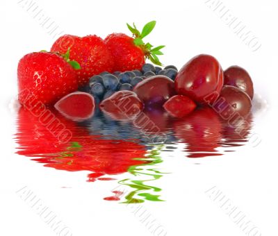 fresh berries reflection