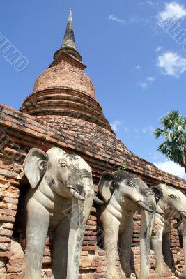 Elephants and stupa