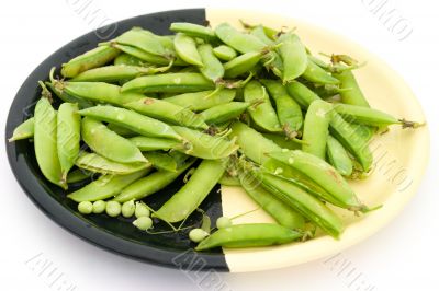 Peas pods on a plate