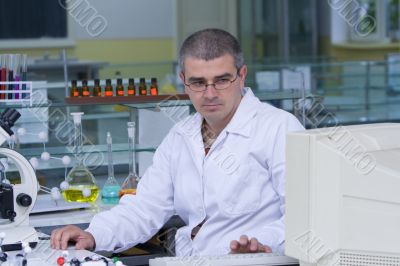 Researcher at his workplace