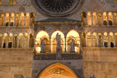 Cremona, closeup of the Cathedral at night