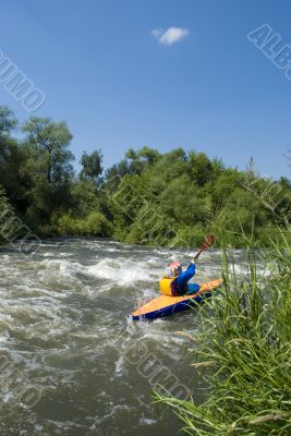 Alloy by a boat on the rough river Alloy by a boat on the rough river