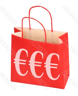 red shopping bag with Euro sign red shopping bag with Euro sign