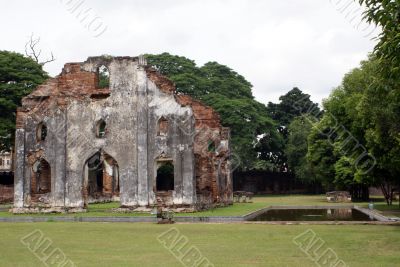 Ruins and pond