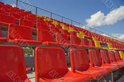 Lines of color seats.