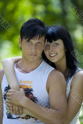 a young couple having fun in the park